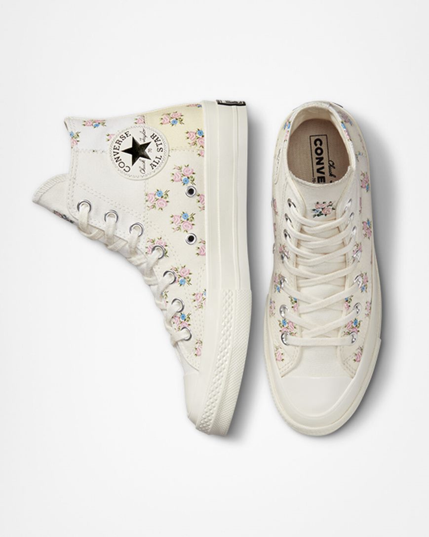 Women's Converse Chuck 70 Patchwork Floral High Top Shoes Beige / White | AU 659E3J